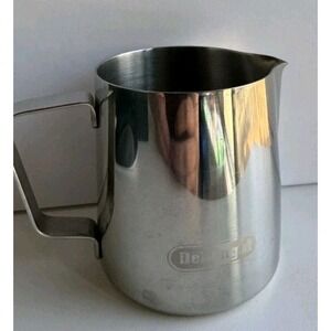 DeLonghi Stainless Steel Milk Frothing  Jug 12 oz Espresso Cup W/ Handle & Spout